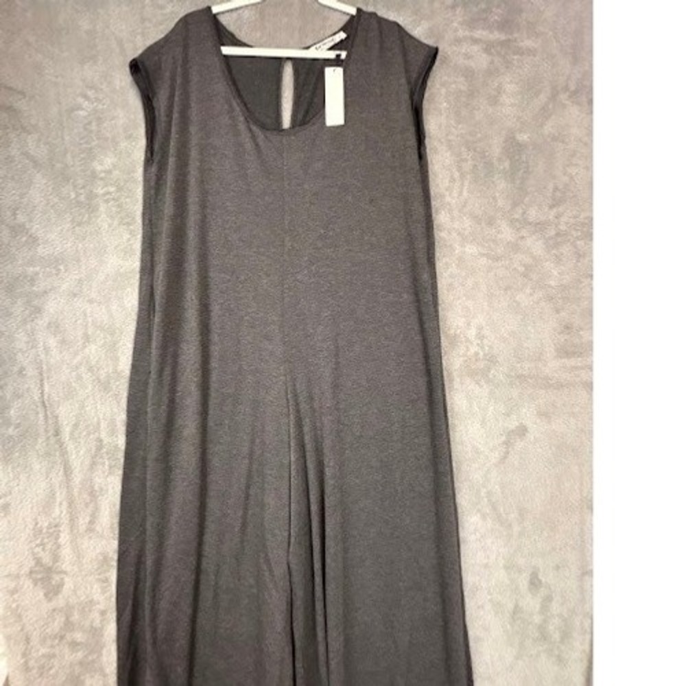 Three Bird Nest Charcoal Gray Wide Leg Sleeveless Jumpsuit XL NWT Loungewear - Picture 2 of 11